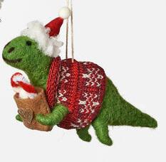 Dinosaur With Gift Bag Ornament