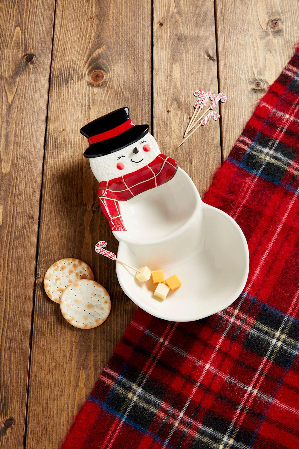 Snowman Double Dish & Toothpicks