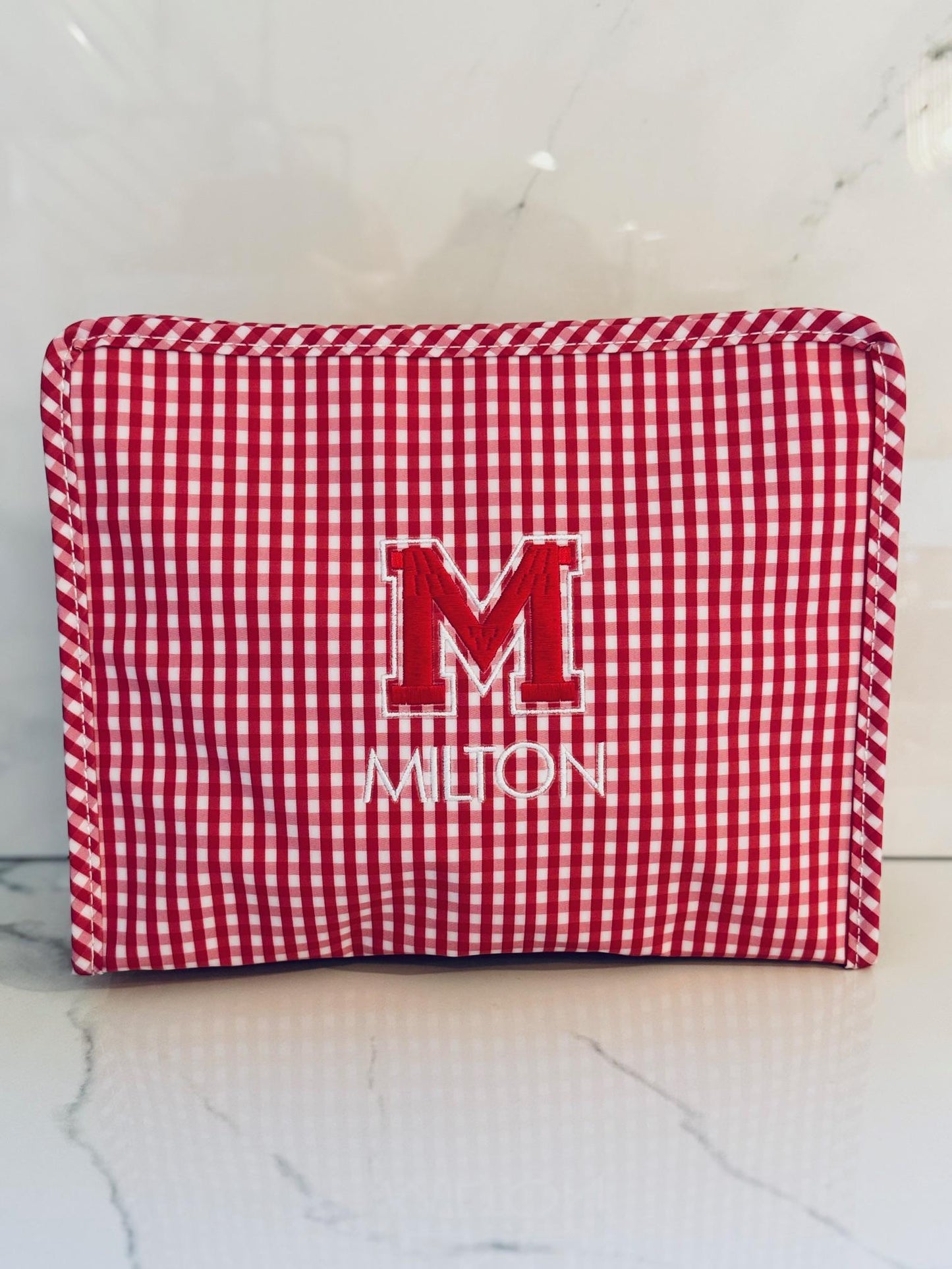 Milton Embroidered Red Gingham