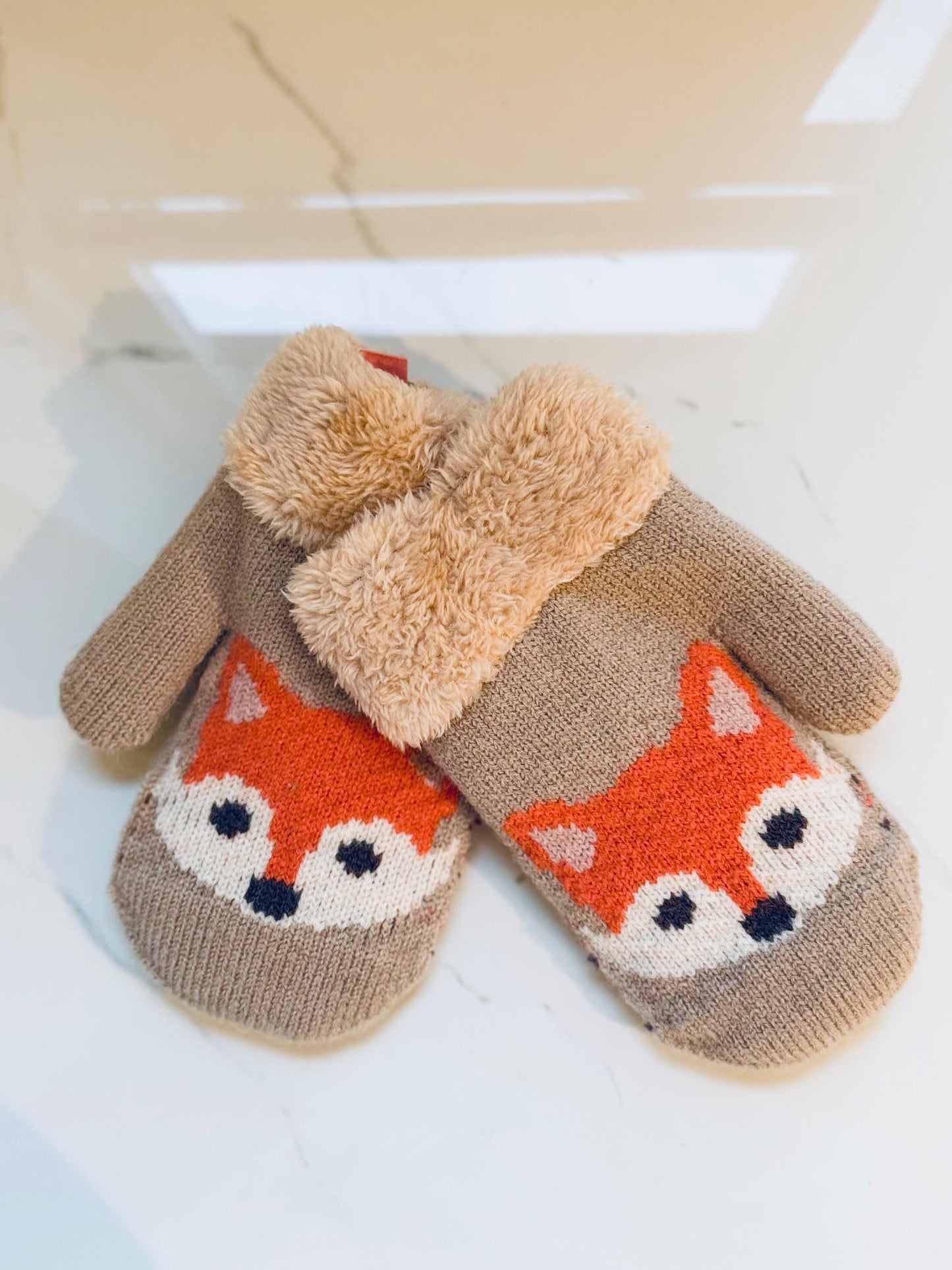 Knitted Fox Mittens (Kids)