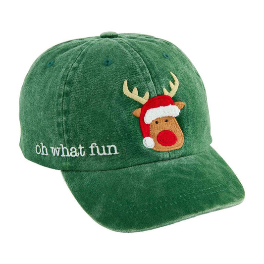 Green Reindeer Kids Baseball Hat