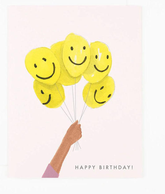 Smiley Balloons Happy Birthday Card