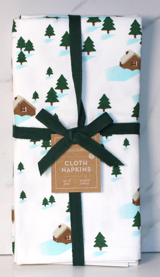 Winter Scene Set of 4 Cloth Napkins