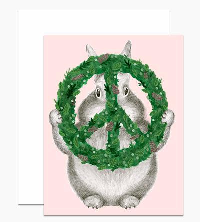 Peace Wreath Bunny Card