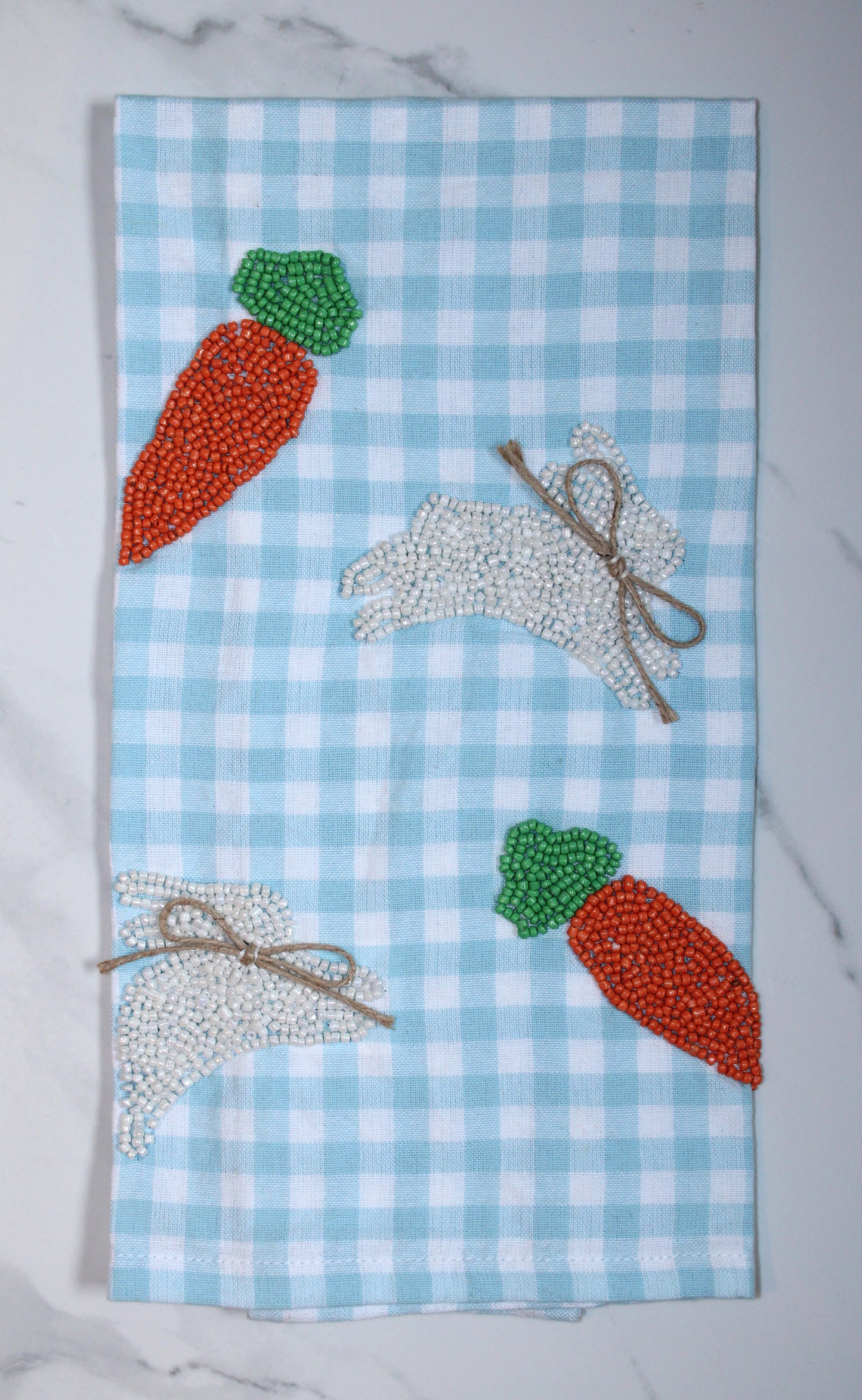 Bunny and Carrot Beaded Hand Towel