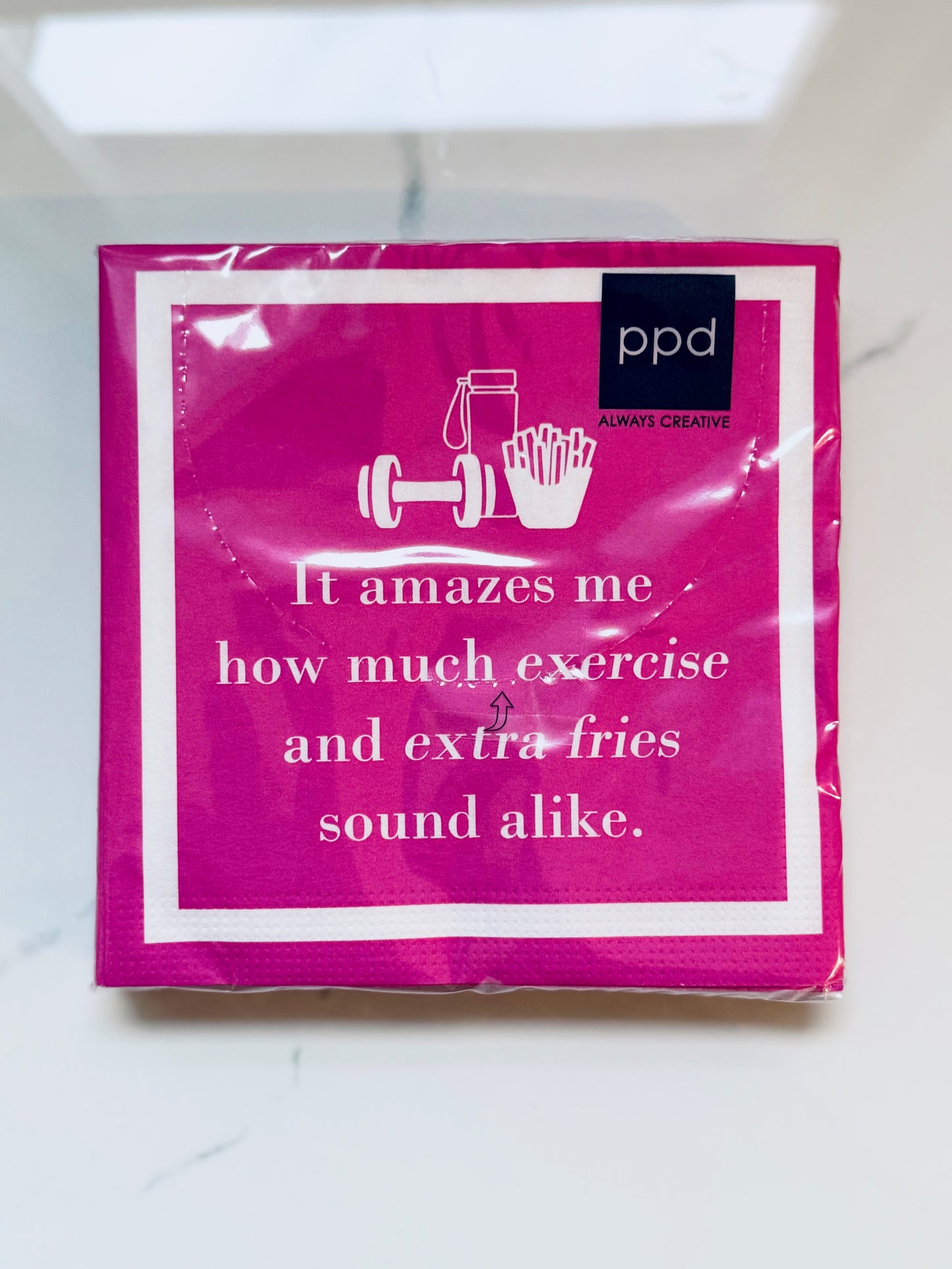 Exercise and Extra Fries Cocktail Napkins