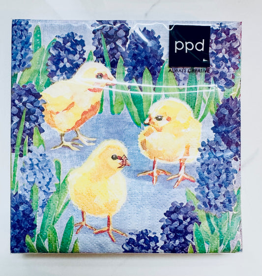 Chicks in Hyacinth Paper Cocktail Napkins