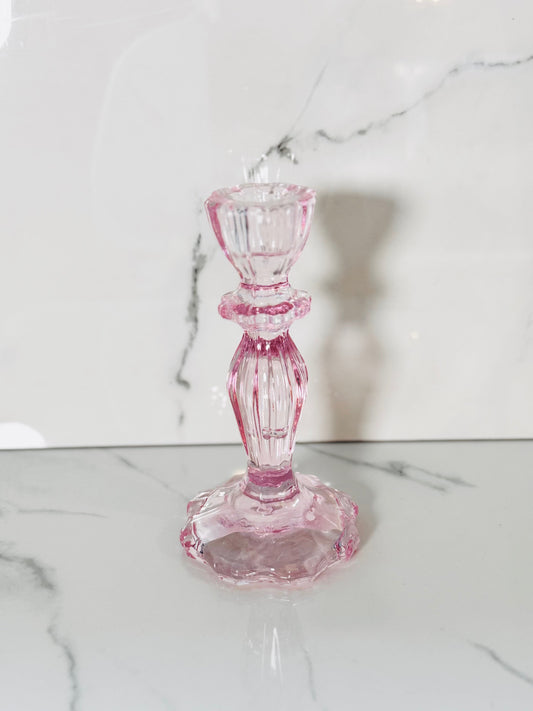 Pink Glass Candle Holder