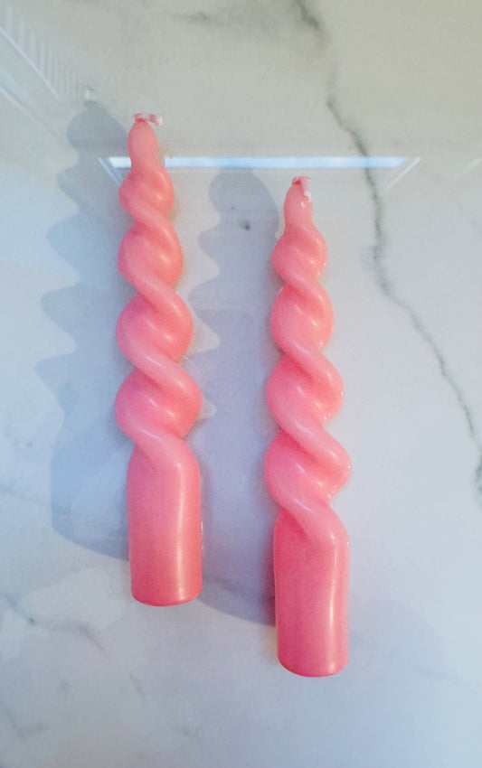 Pink Swirl Candle - Set of 2