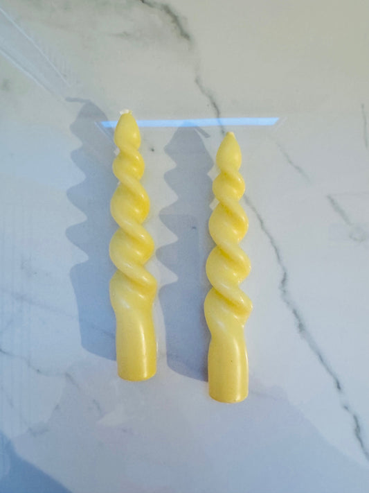 Yellow Swirl Candle - Set of 2