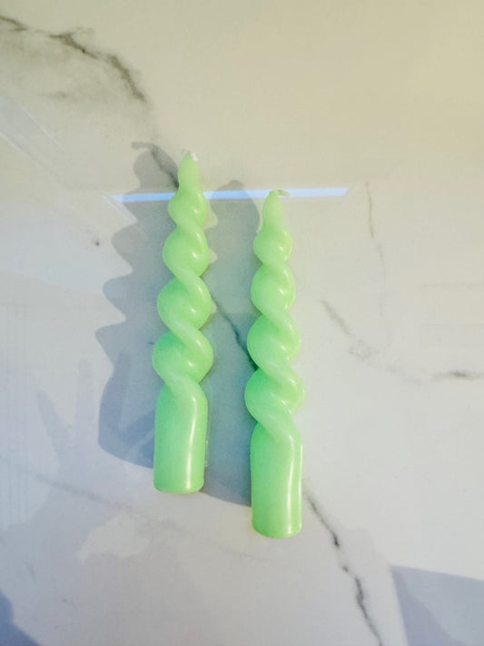 Green Swirl Candle - Set of 2