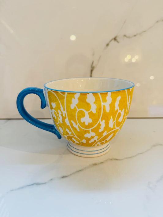 Yellow and White Floral Mug