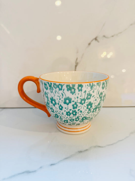 Green Floral Mug