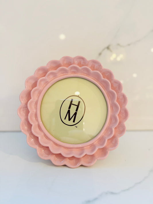 Pink Resin Round Ruffle Frame