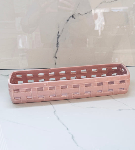 Pink Woven Cracker Basket