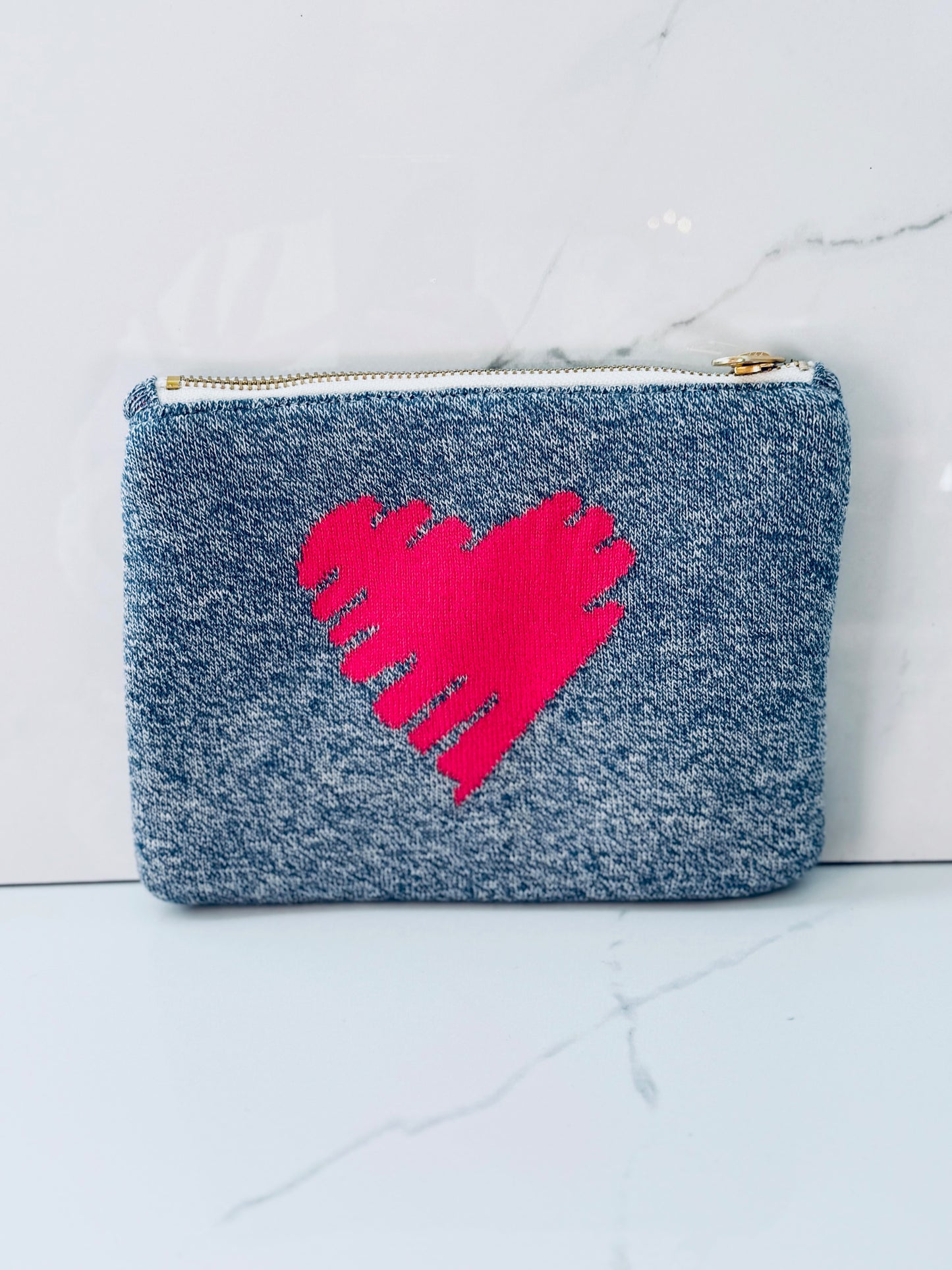 Denim Pink Heart Bag