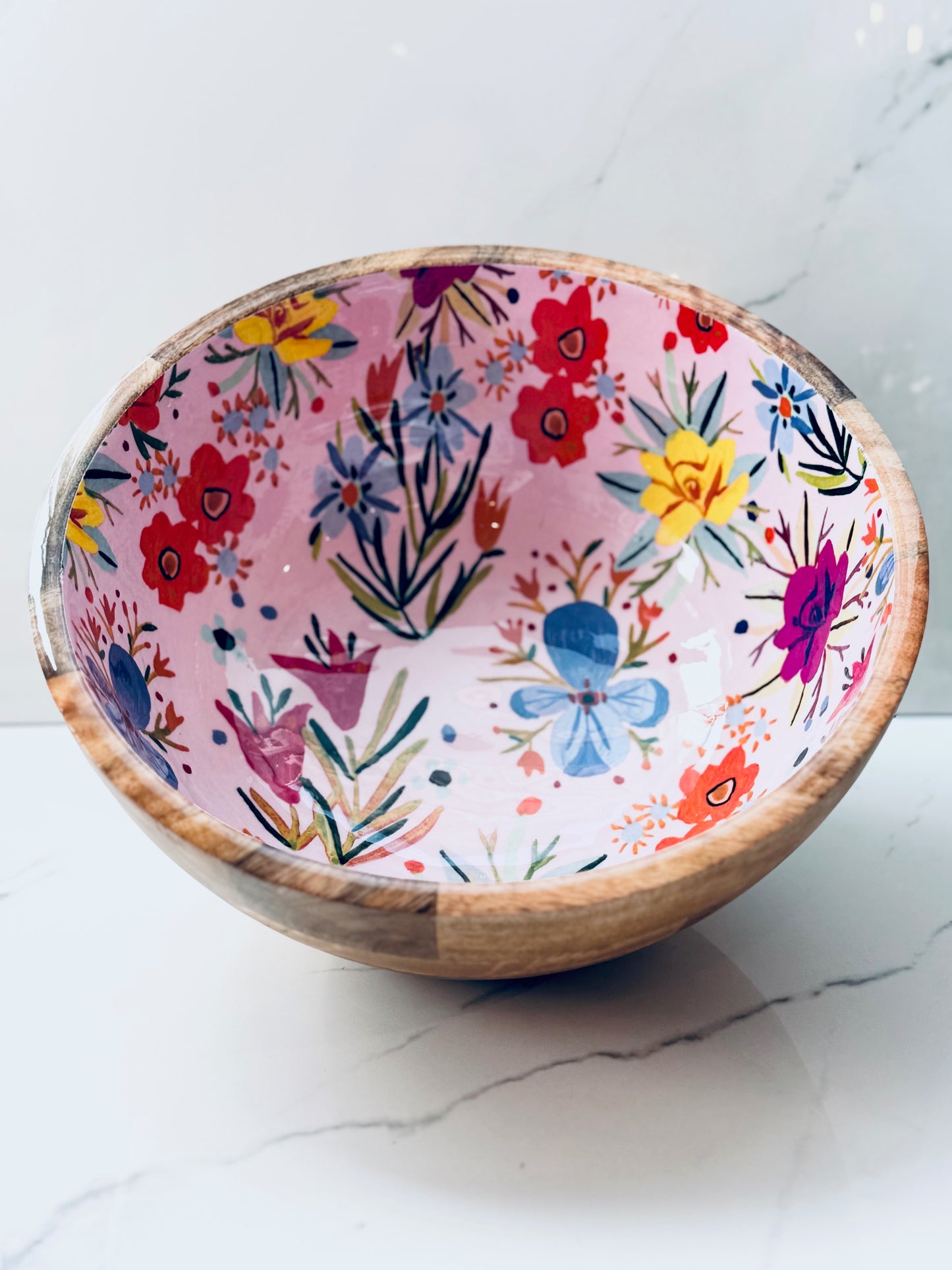 Floral Mango Wood Bowl