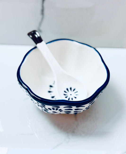 Blue Floral Dip Bowl Set