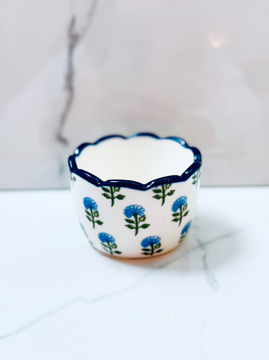 Blue and Green Floral Ramekin