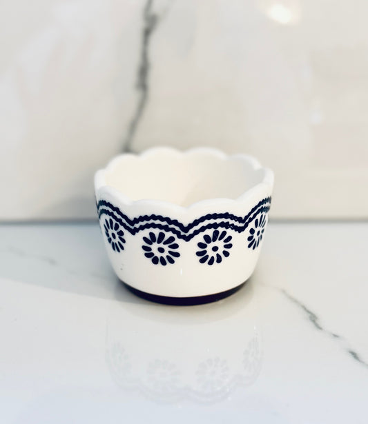 Blue and White Daisy Ramekin