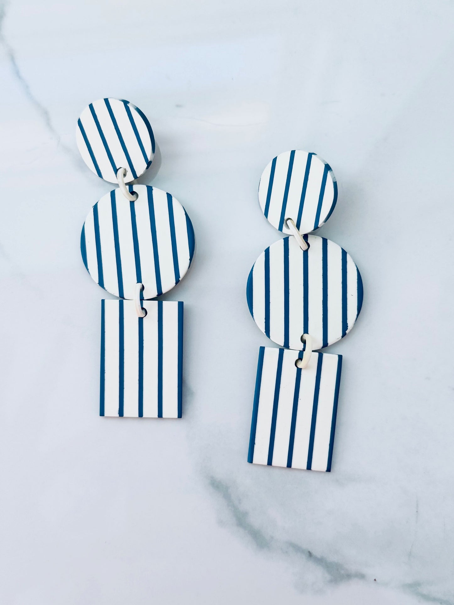 Blue Cabana Stripe Earrings