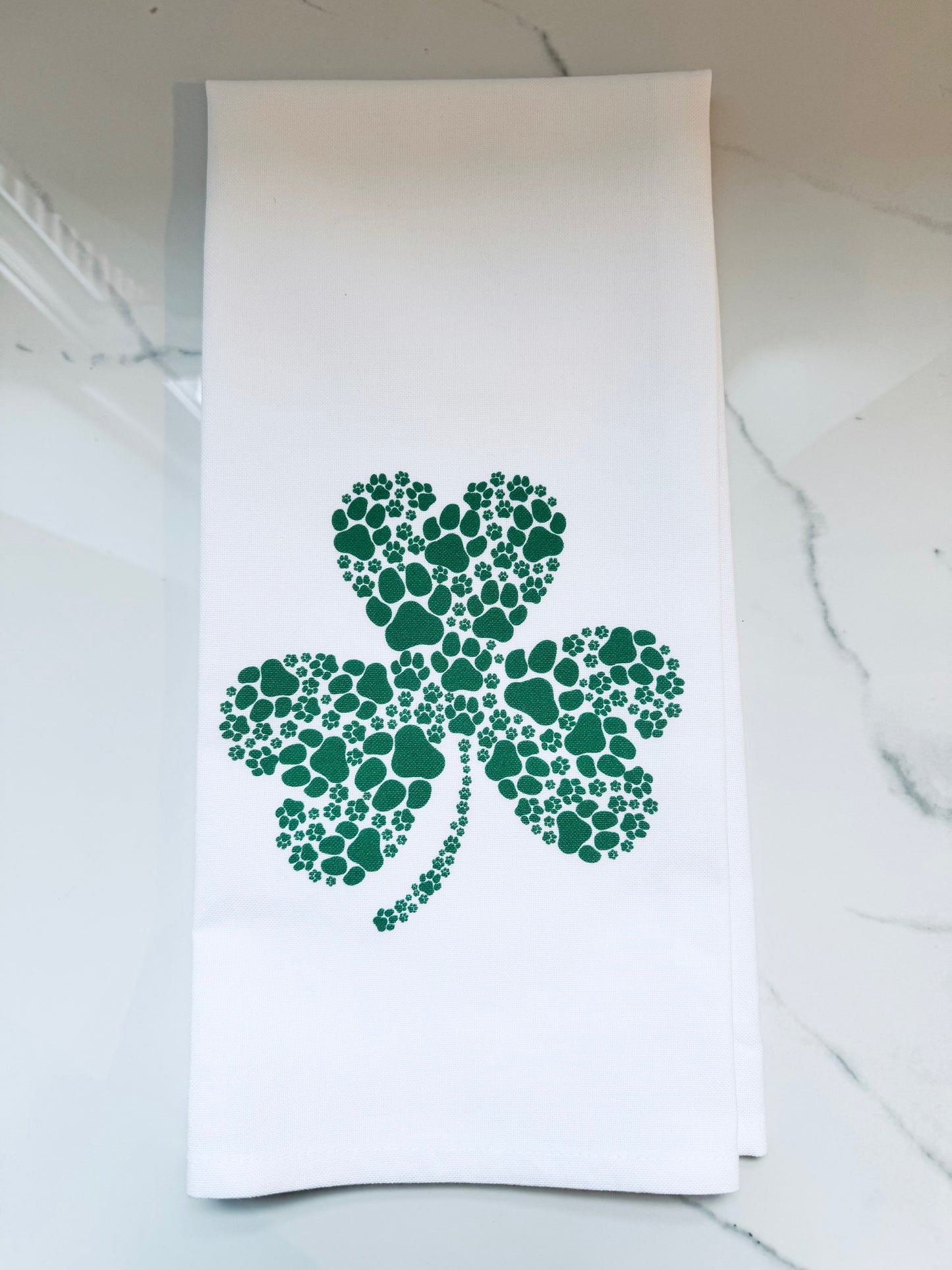 Paw Print Shamrock Tea Towel