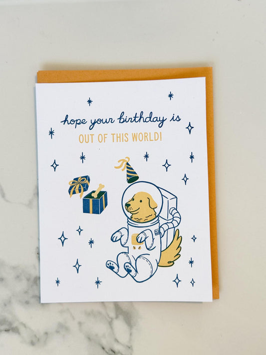 Space Dog Birthday Greeting Card