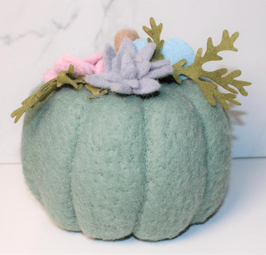 Green Wool Decorative Pumpkin