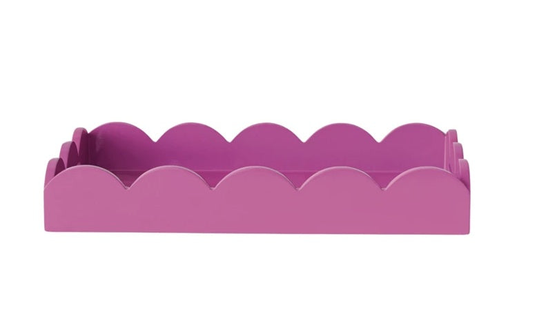 Lacquered Scallop Tray With Handles - Fuchsia