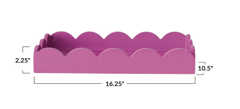 Lacquered Scallop Tray With Handles - Fuchsia